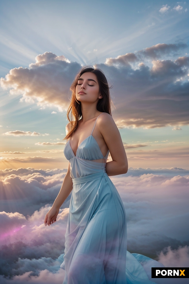 ethereal female figure made of swirling clouds