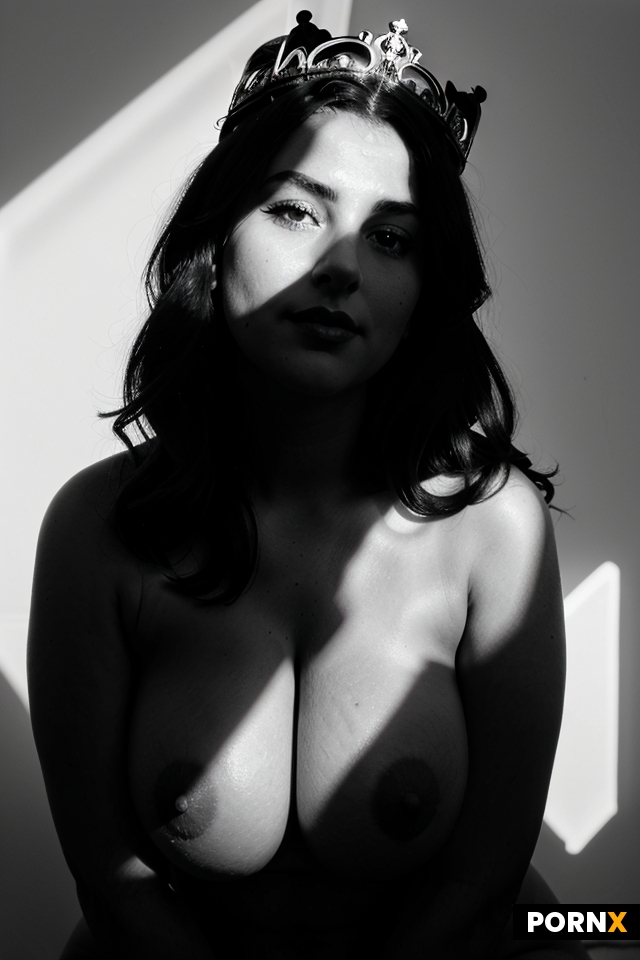 B&w black and white Thick curvy meaty tits orgasm crown on face portrait small natural saggy tits
