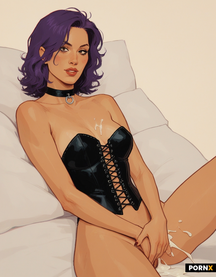 A Latina Gothic woman masturbates in her bed