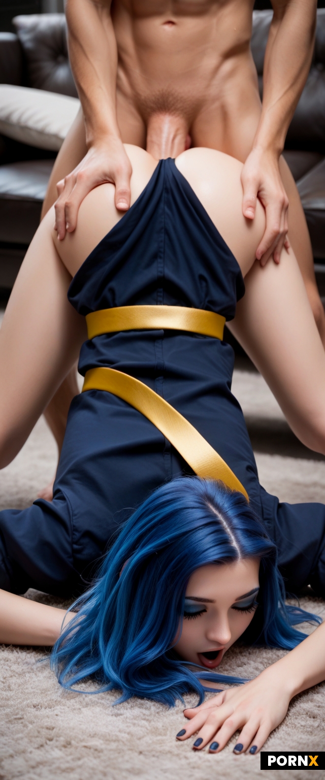 Seductive cute blue goth girlfriend