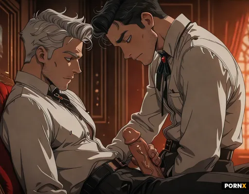 bulky shemale masturbates white older males cock while kneeled down front of him