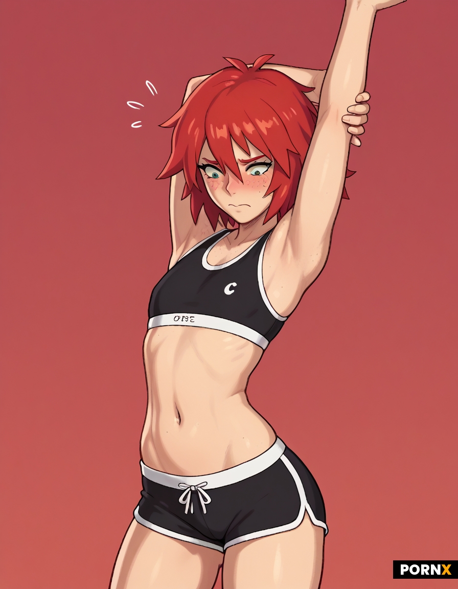 skinny woman with medium red hair