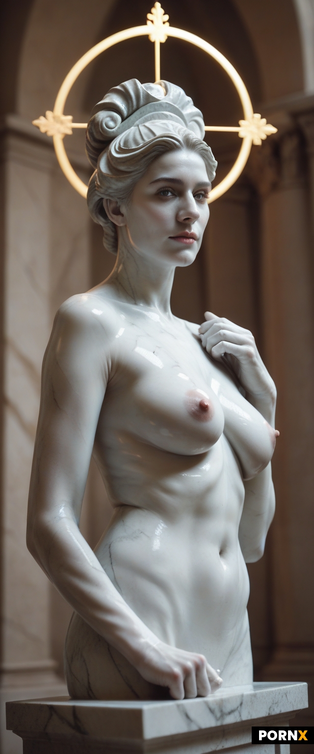 highly detailed 3D statue of a classical nude female figure