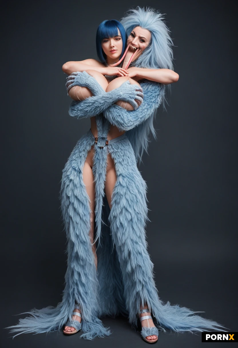 (Full body portrait, full-length shot, toes-to-head view) Full-body cinematic photograph of a slender woman with short light ice-blue hair, (((Her hair is a short ice-blue anime wolf cut, extreme shaggy layers, spiky and messy texture, choppy point-cut micro bangs, long razor-cut side strands hugging the cheeks, gravity-defying anime hairstyle:1.3))). Her pale skin is heavily dappled in prominent freckles from shoulders to legs. Lactating Natural Huge breasts bigger than her head, pronounced intermammary cleft, large protruding rounded puffy erected nipples, blue full hairy pussy with a landing strip that reaches all the way up to her abdominals,eight pack,thin waist,thick muscular powerful long legs,She is wearing a glossy white futuristic cupless crotchless sci-fi breast harness inspired by mecha armor cupless with a dark grey trim and a small red gemstone accent in the center, paired with low-rise glossy bikini crotchless bottoms,glossy white futuristic leg harness along her thighs and toes,glossy white gladiator sandals. She is standing in a confident pose with both hands clasped behind her head, elbows out,red eyes,high cheekbones,lips lightly open, looking directly into the camera. The background is a huge Neo art deco window at night,
