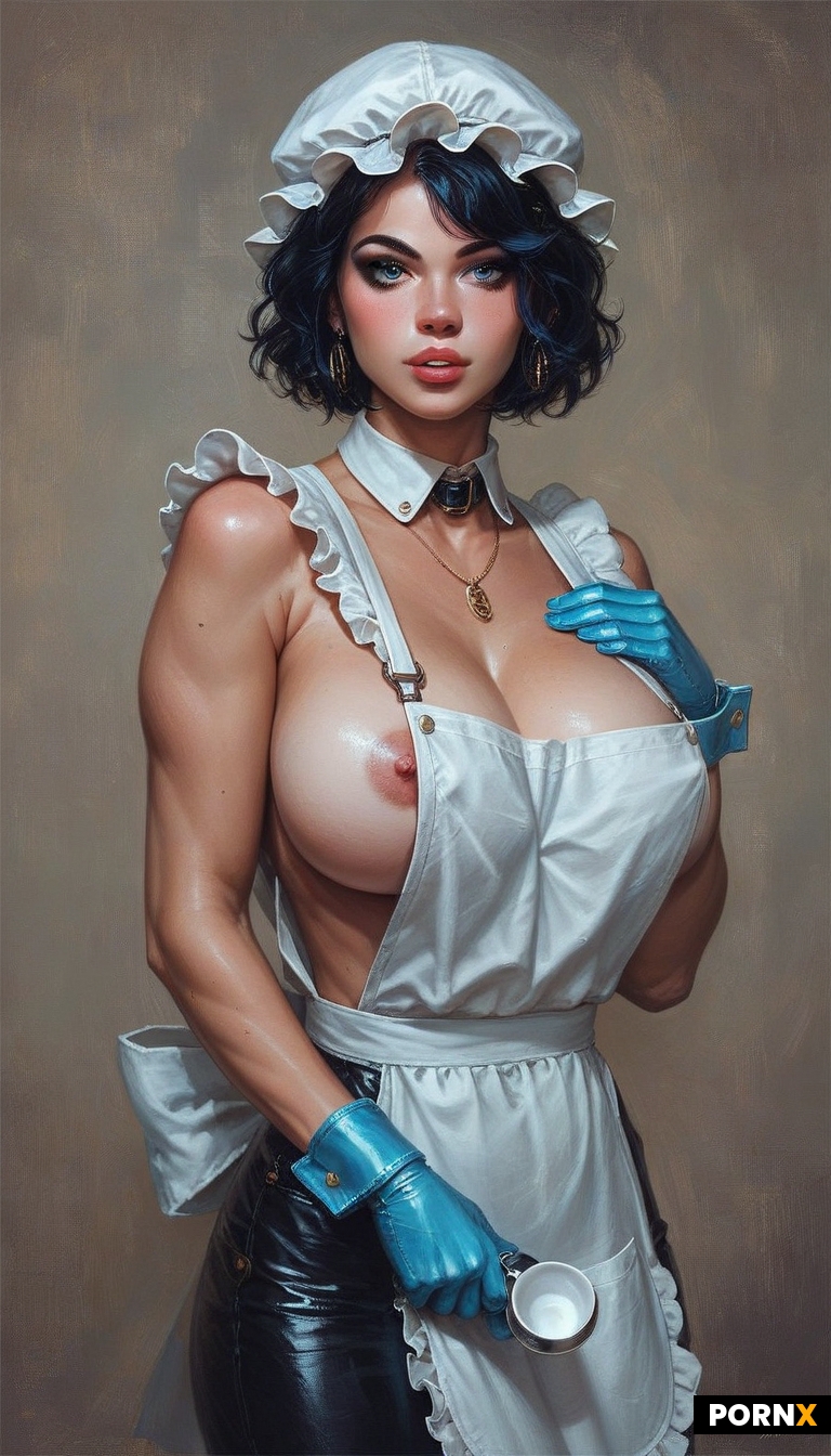 A modern house maid cook working in a sleek