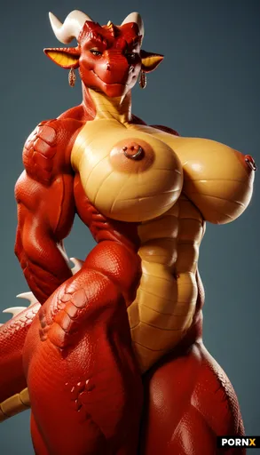 Curvaceous yet muscular furry dragon