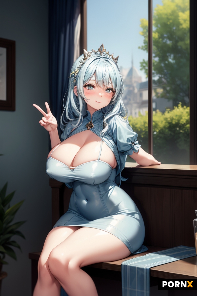 Busty woman with thick thighs and colossal breasts