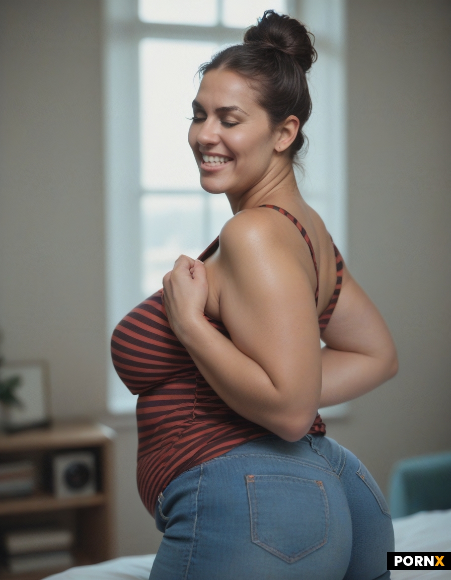 Latina woman's face eyes closed and eyebrows lowered