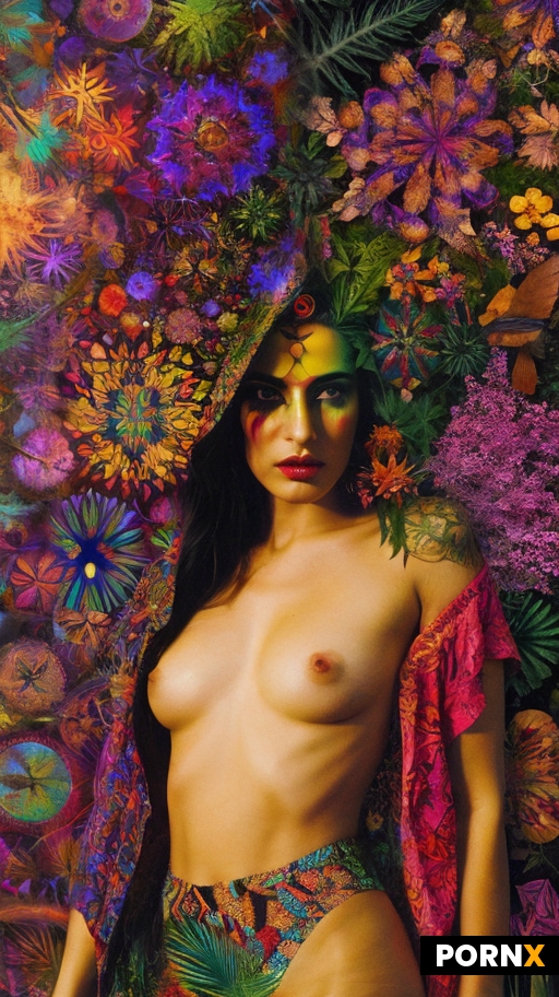 surreal collage with psychedelic colours