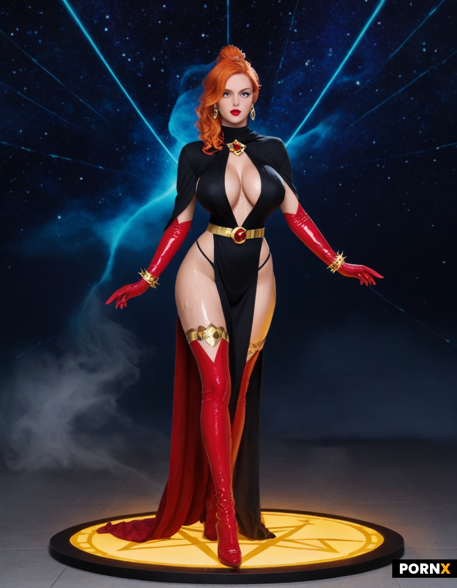Dynamic overdramatic maniacal futuristic comic siren supervillain succubus seductress diva