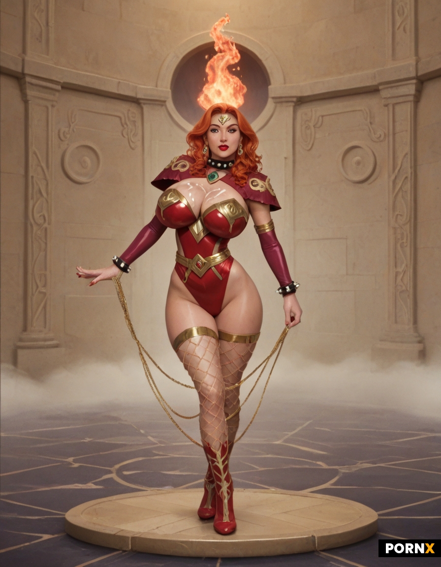 Dynamic overdramatic maniacal futuristic comic siren supervillain succubus seductress diva