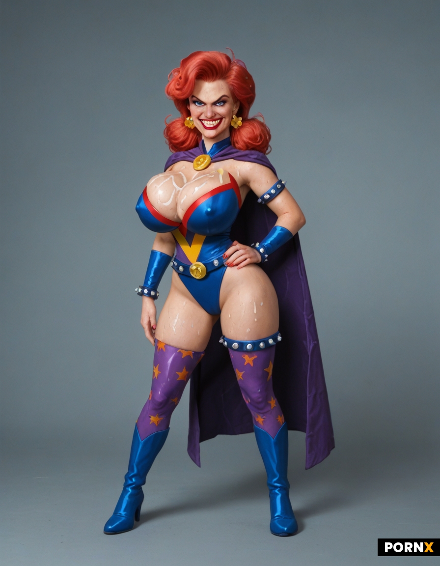 Ultimate Dynamic overdramatic maniacal retro vintage comic superheroine