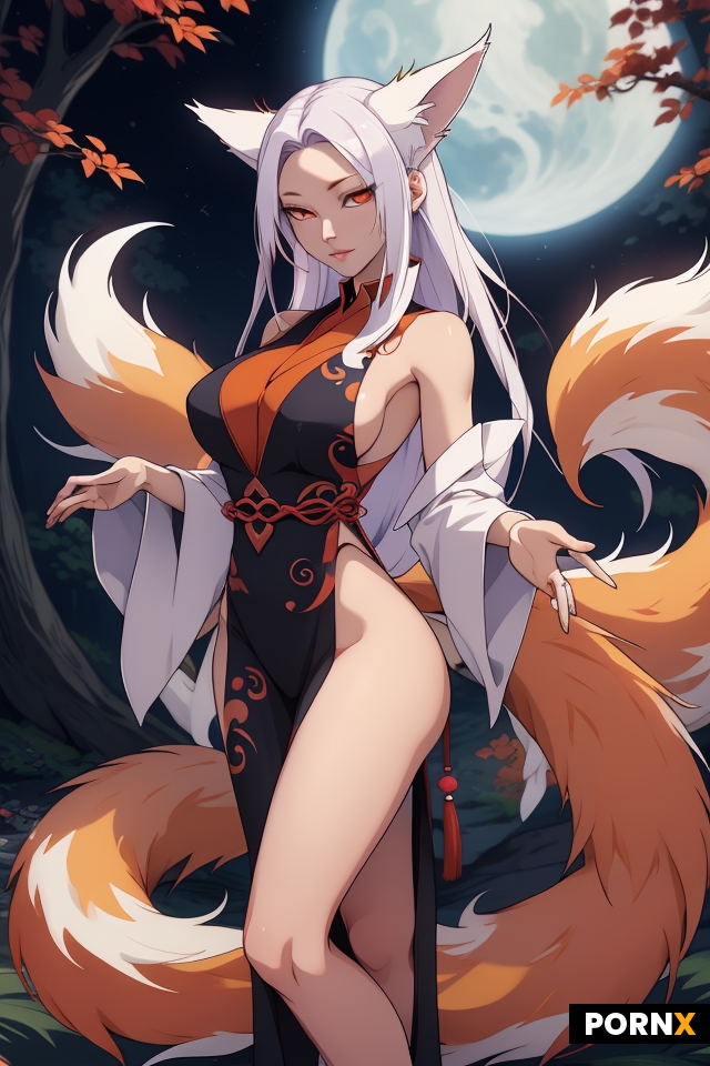 Mystical nine tailed fox woman