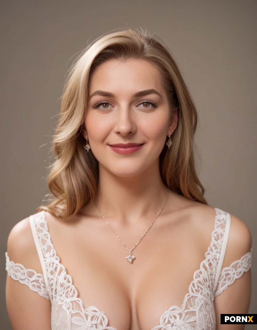 l, 20-yead woman, American, born in Illinois, United States, of Scottish-Iris but with a fuller, healthier body (soft curves, not overly thin), medium-tall height, fair skin that blushes easily, oval face with slightly angular jawline, almond-shaped hazel eyes with an expressive and slightly nervous gaze, thin natural eyebrows, straight proportional nose, thin lips with a wide sincere smile, ash-blonde or light brown shoulder-length hair with soft waves, 90s-style loose or half-up hairstyle, wearing a classic 90s pageant outfit in pastel or earth tones, simple jewelry with a subtle floral accent symbolizing her heritage, soft studio lighting, realistic portrait style