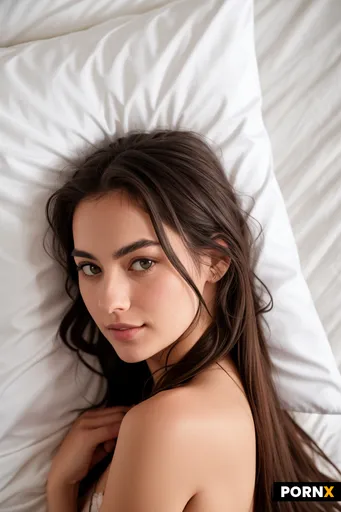 She is in close-up and we see her from the side of the bed