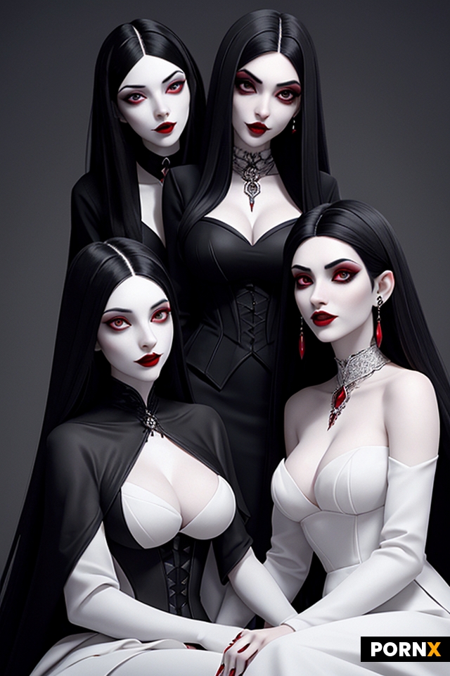 Three female vampires sitting next to each other