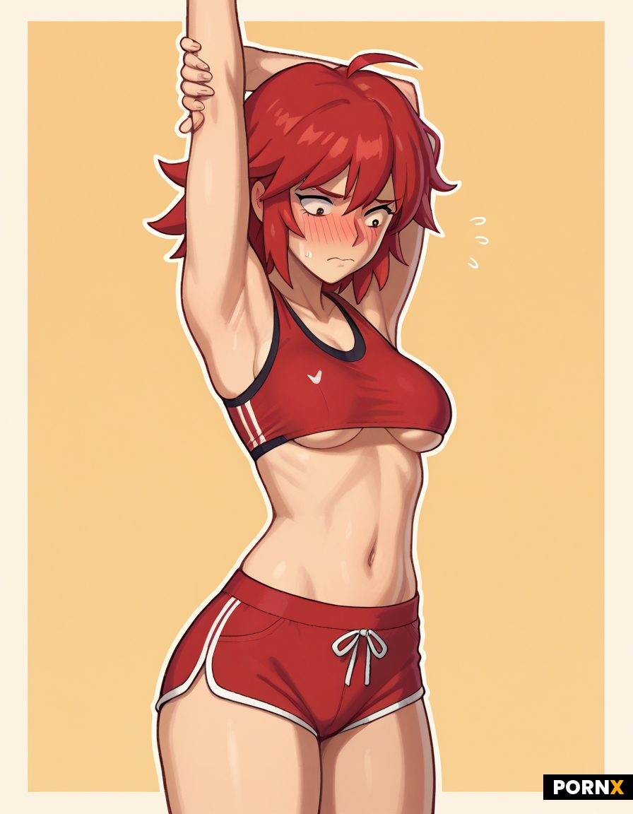 skinny woman with medium red hair