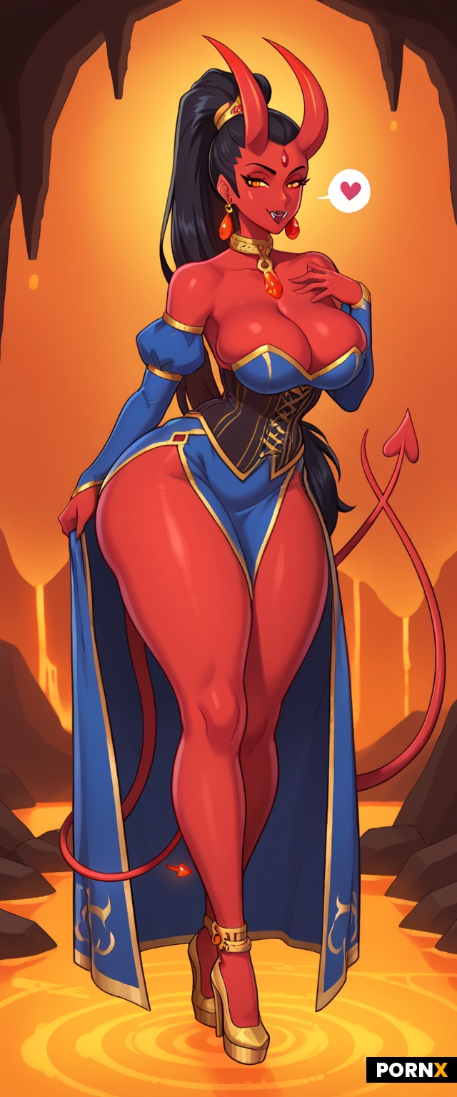 Red skinned demon woman