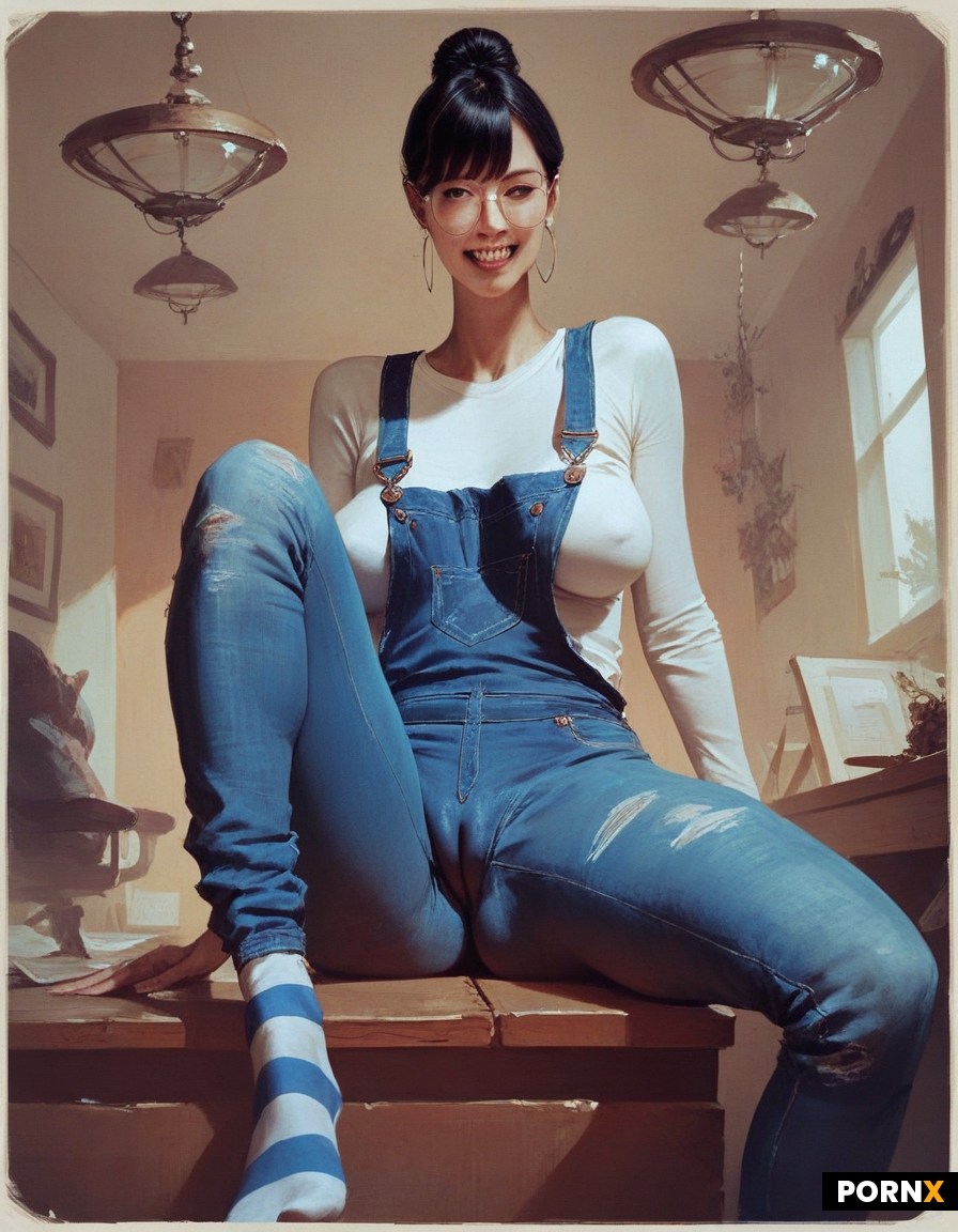 Extremely nerdy tan asian korean dork female