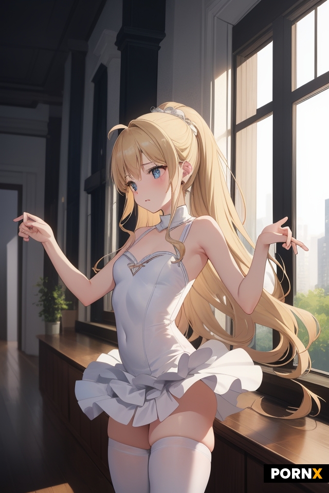 A graceful blonde ballerina with a sweet