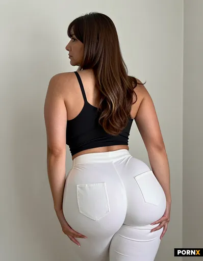 She is wearing the white leggins and the black tank top and I take a picture of her back