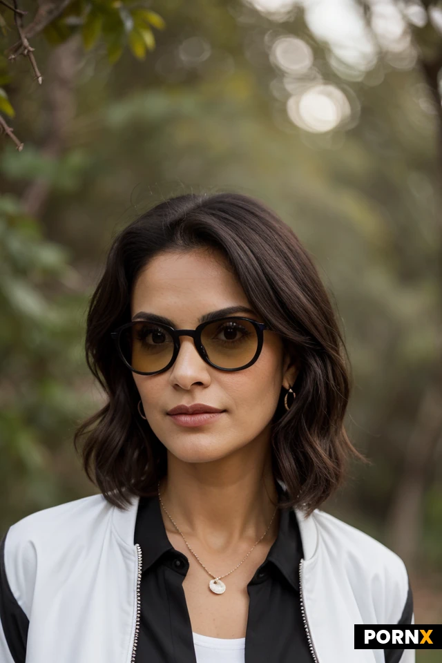 Mujer, 36 años, chaqueta negra, camisa blanca, falda negra. Pelo recogido, castaño. Gafas, pendientes de perlas
