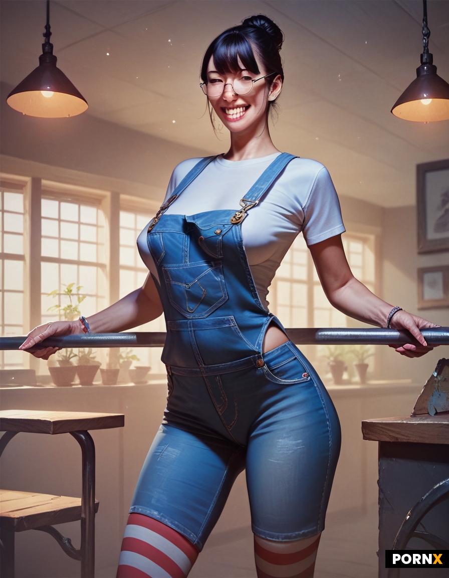 Extremely nerdy tan asian korean dork female