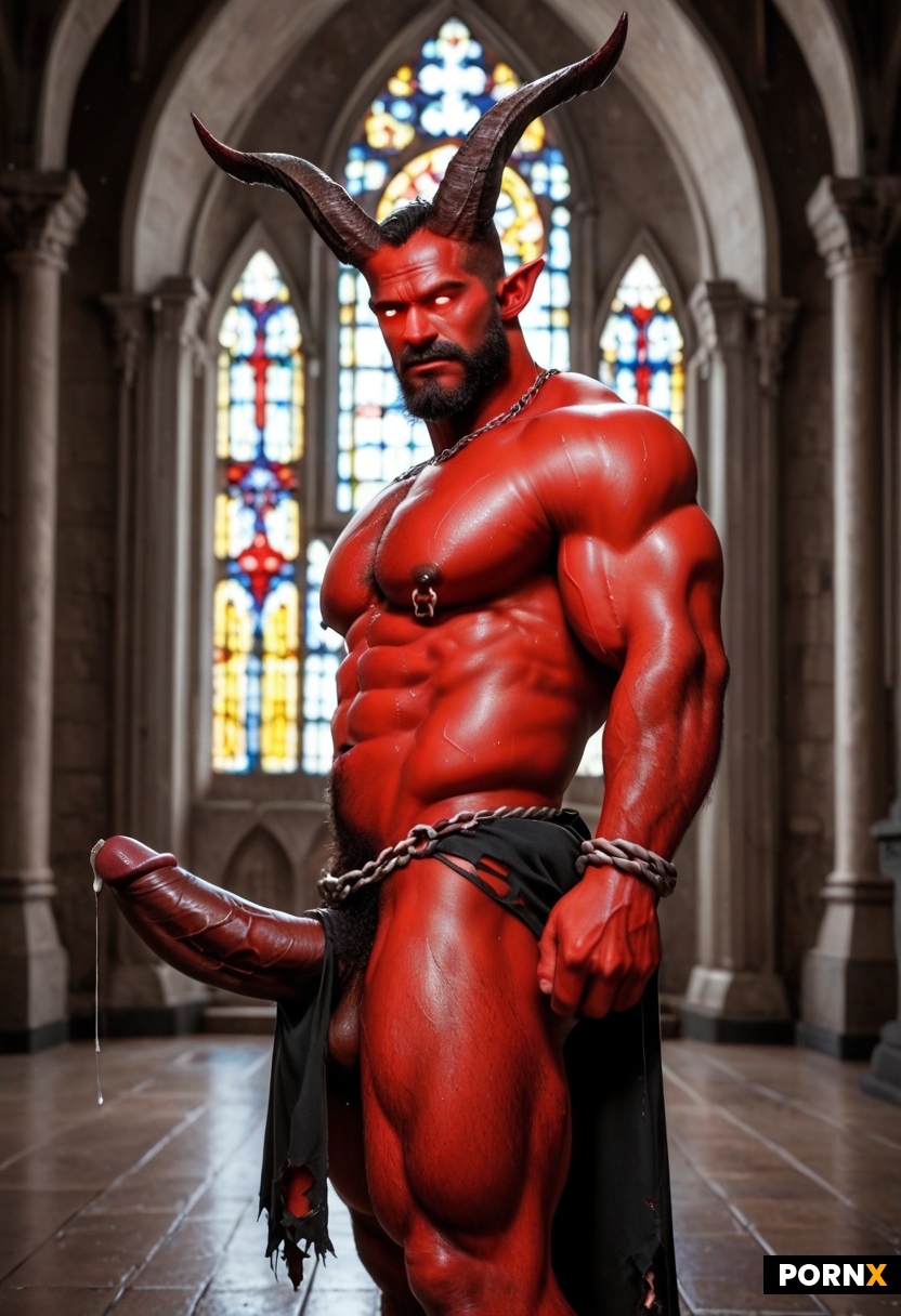 demon Man, red skin, ass