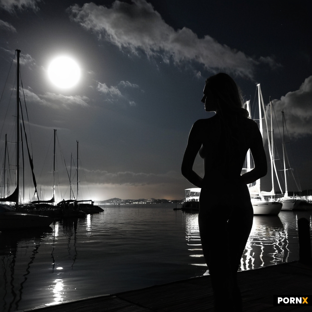 The night silhouette of the city was captured by a professional camera from the bay