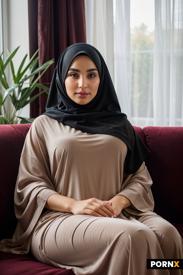 Belle femme avec hijab allongé dans un canapé
