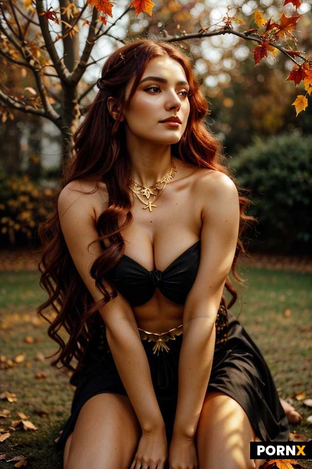 A close-up-shot of a kneeling polish woman with a curly long hair