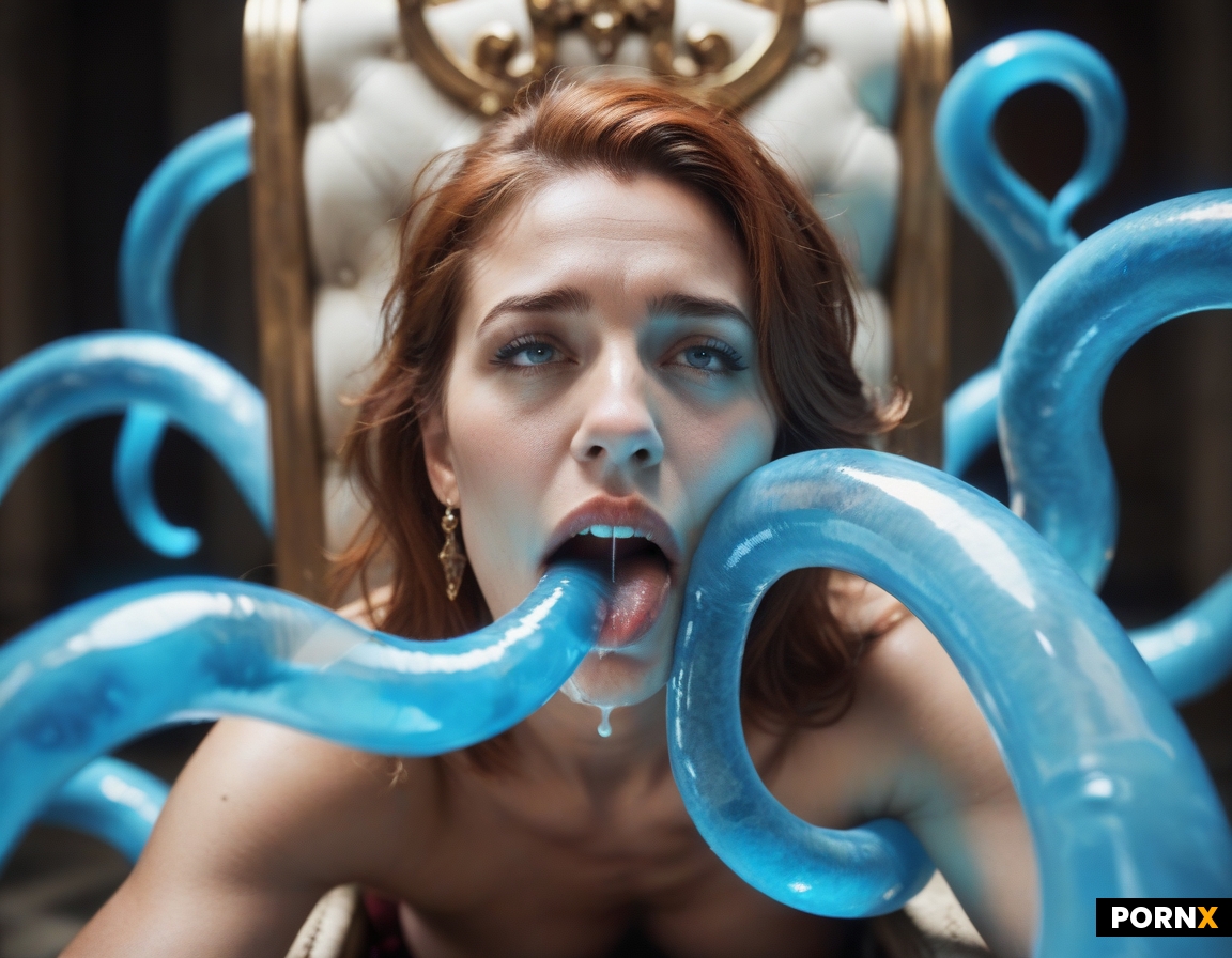 Beautiful naked redhead sitting on throne in magical kingdom Orgasm