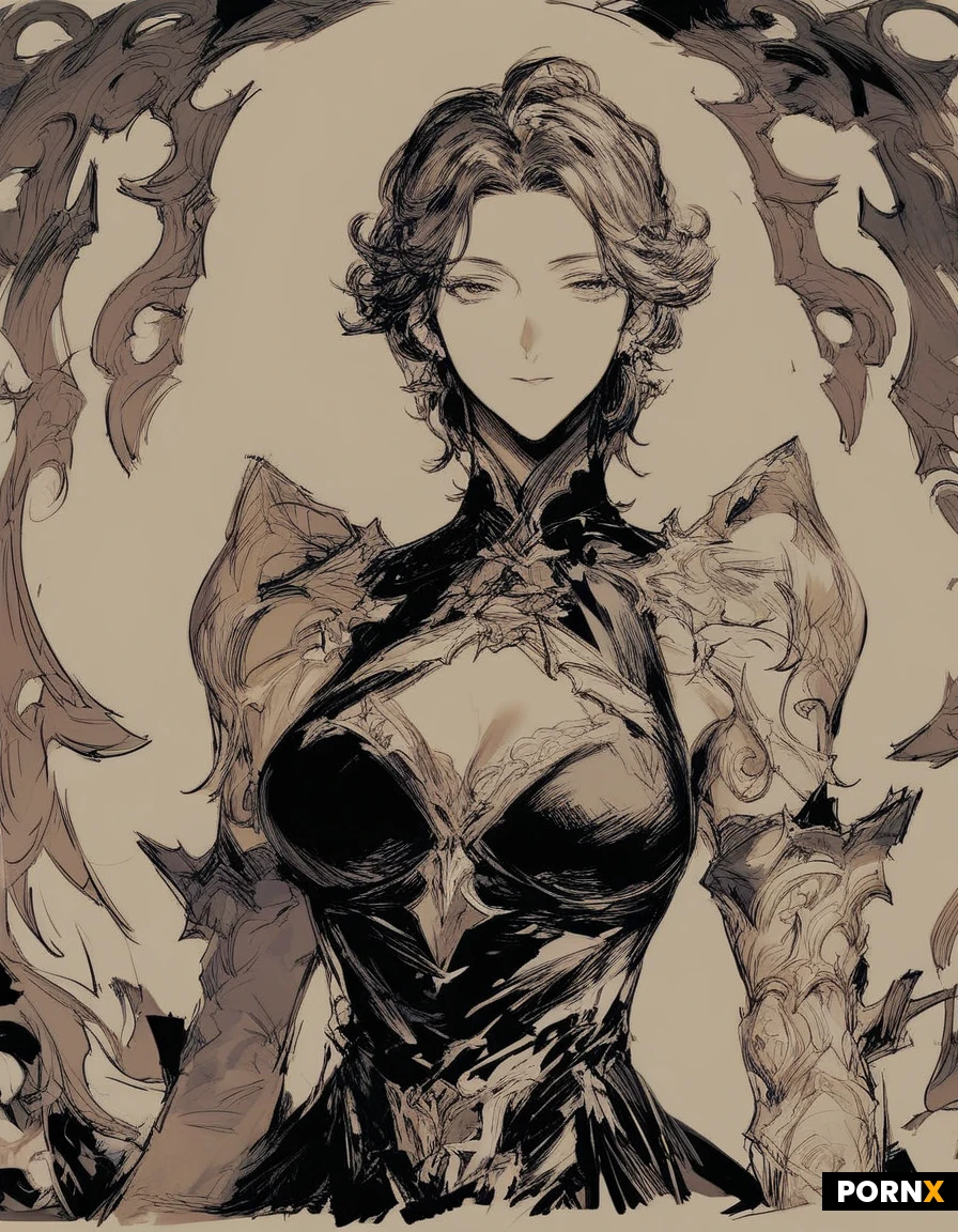 Rendered in vibrant MOE anime style with crisp linework, glossy cell shading, and rich, desaturated colors. vector.black and white Sketch,high_Quality_eyes,high_Quality_image,high_detailed_image,high_detailed_face,fantasy,(MOE_anime_style).sleeveless, split_dress, waist cutouts.