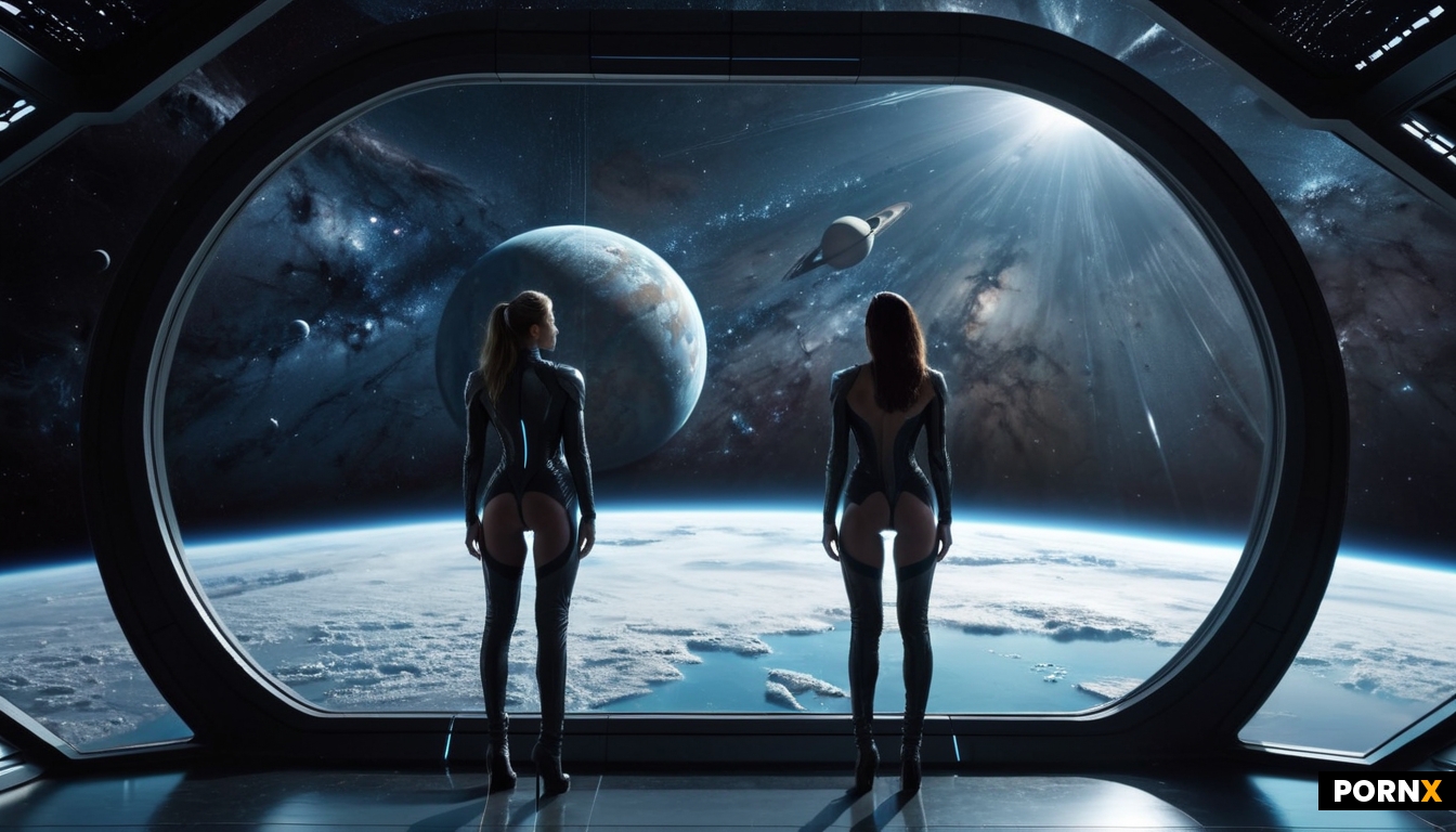 A cinematic futuristic spaceship with a giant panoramic window