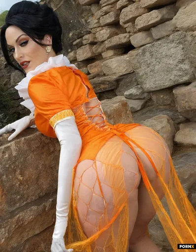 Change dress color to a solid orange color but don't change the style