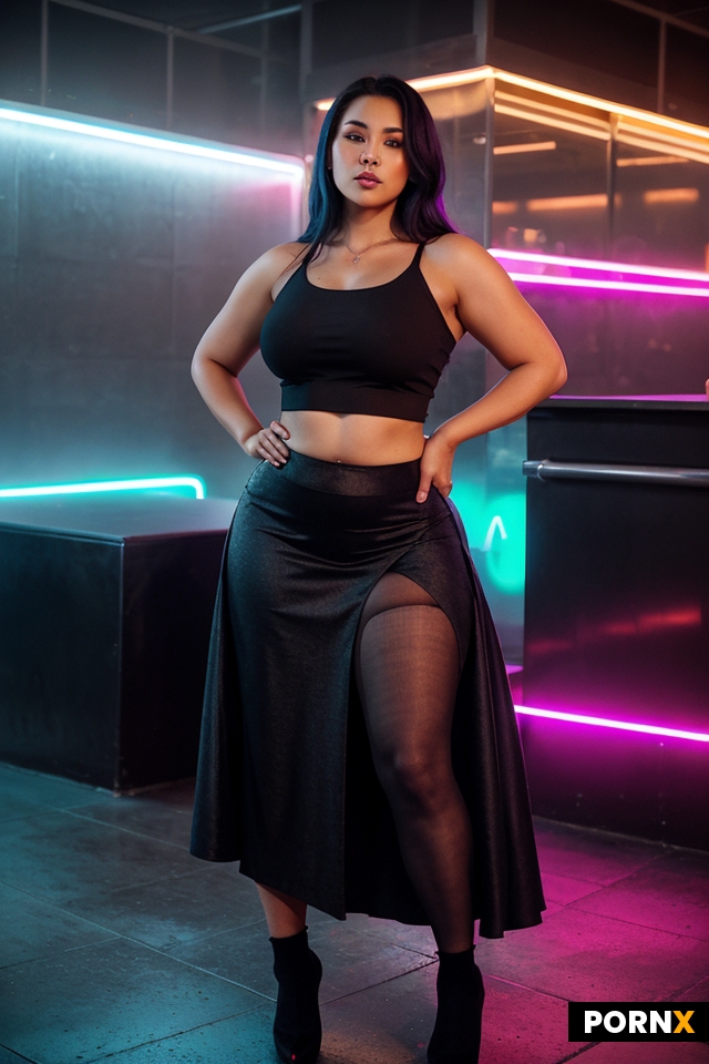 An older woman with massive hips and full-length view
