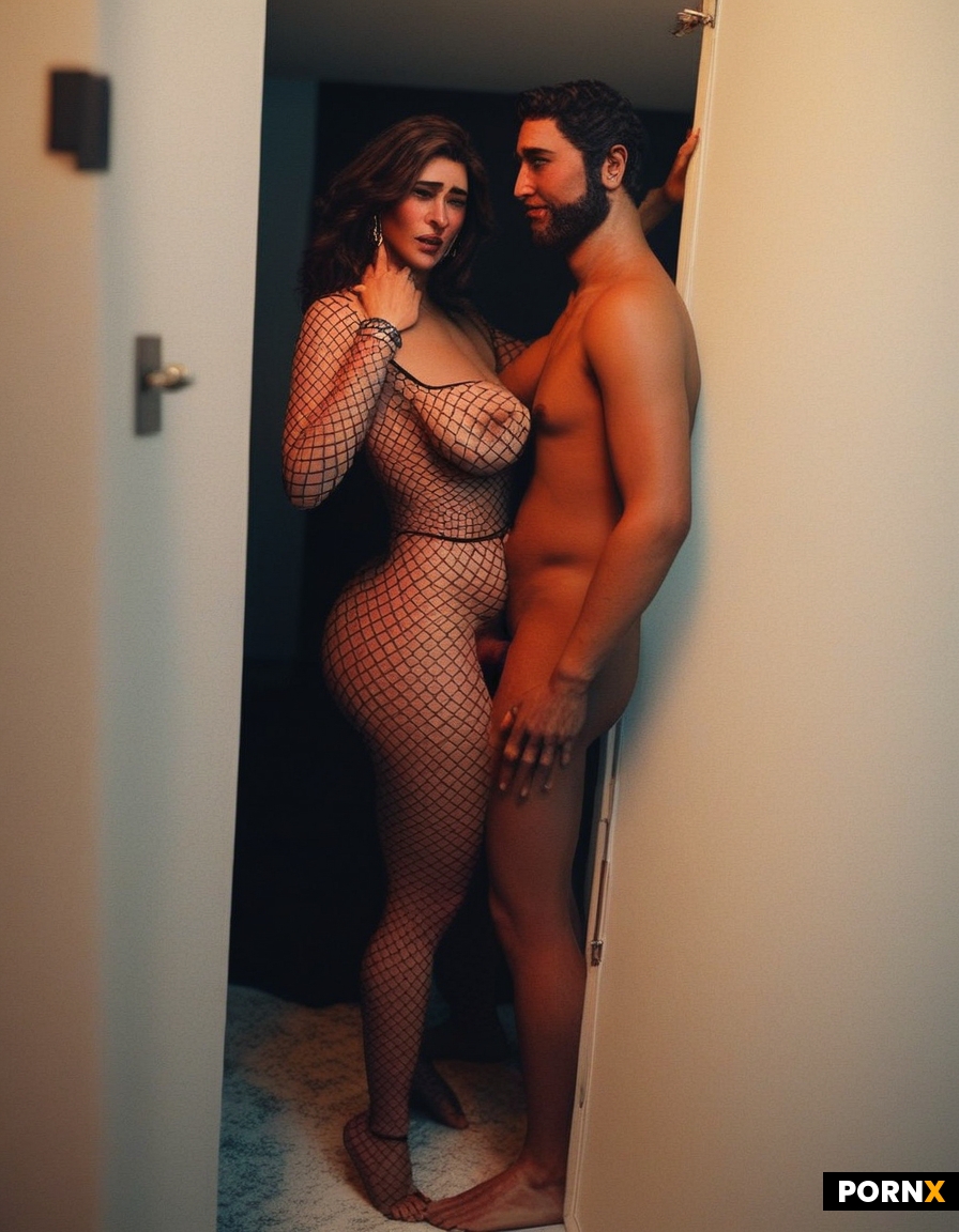 Man and woman hiding around corner