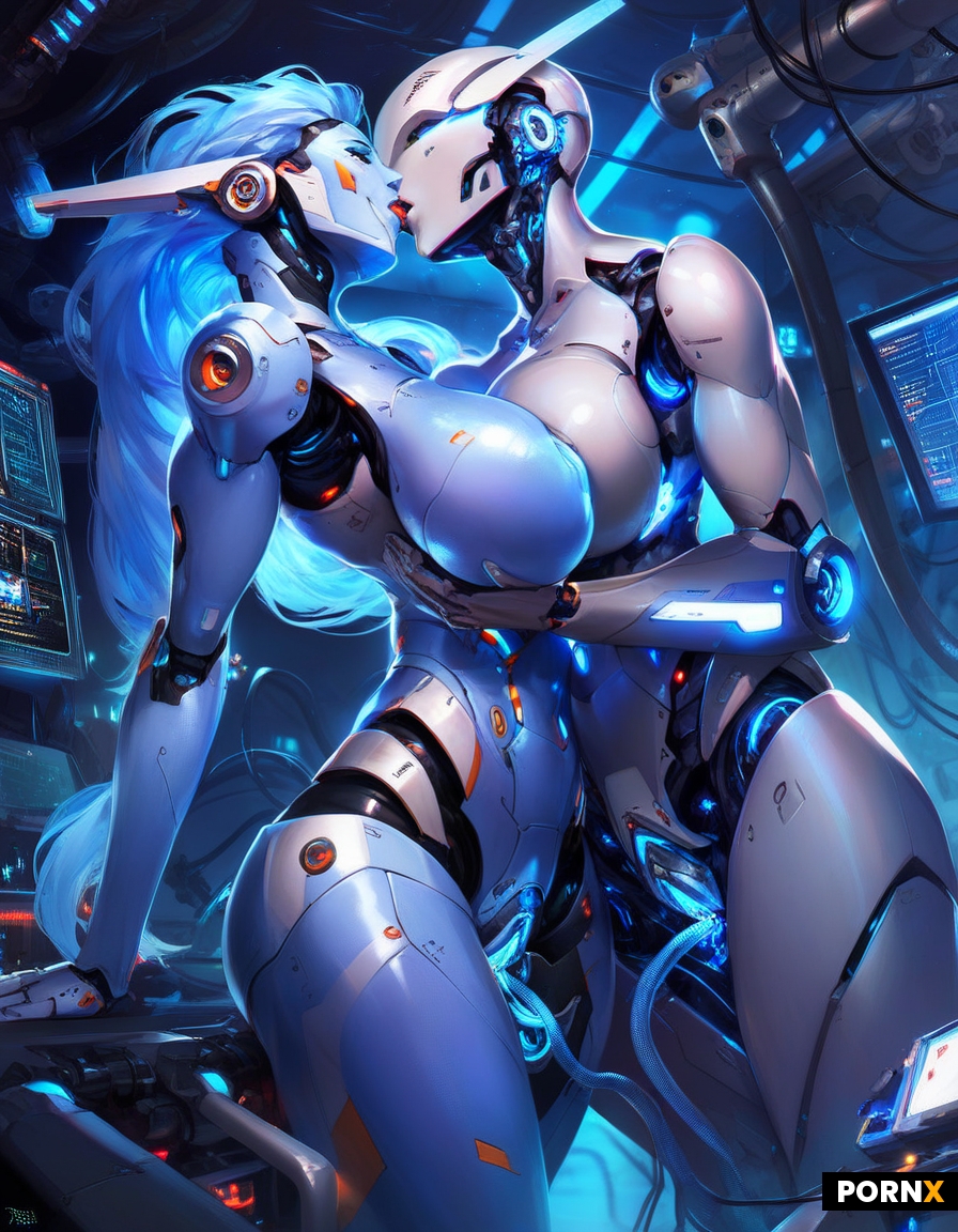 Two robot woman