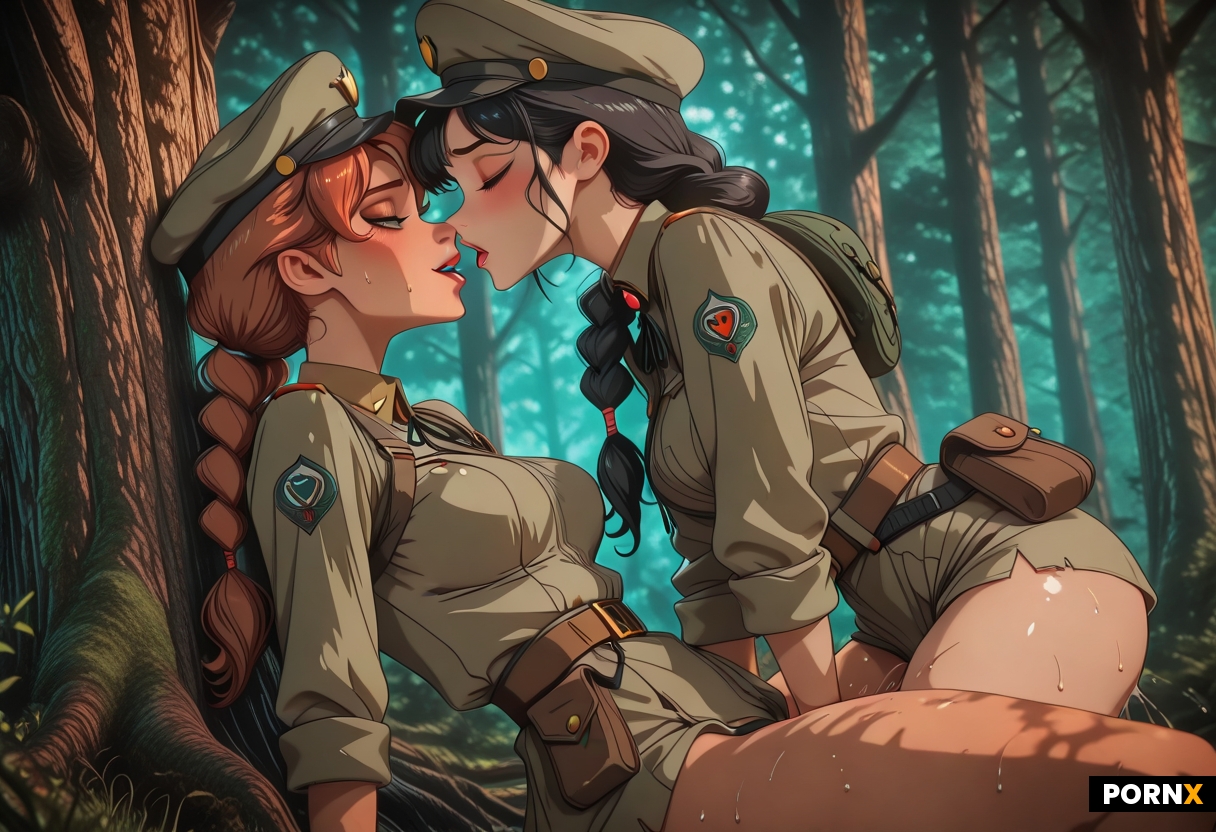 Female vintage 19 year old adventure scouts girls wearing beige scout uniforms