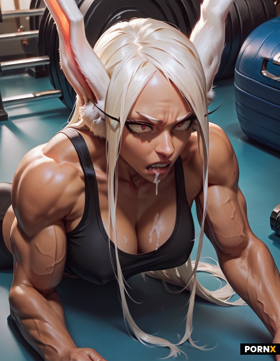 loughing Mirko from My Hero Academia is begging you and you give her a bukkake all over her