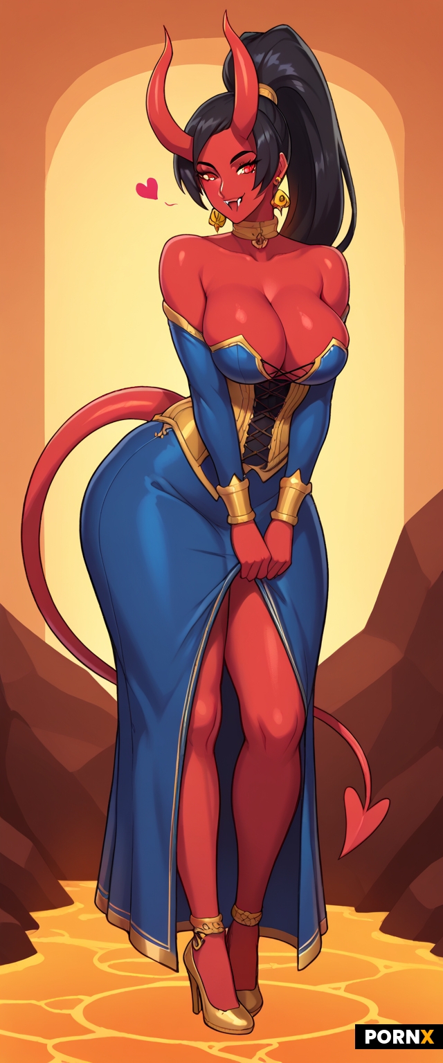 Red skinned demon woman