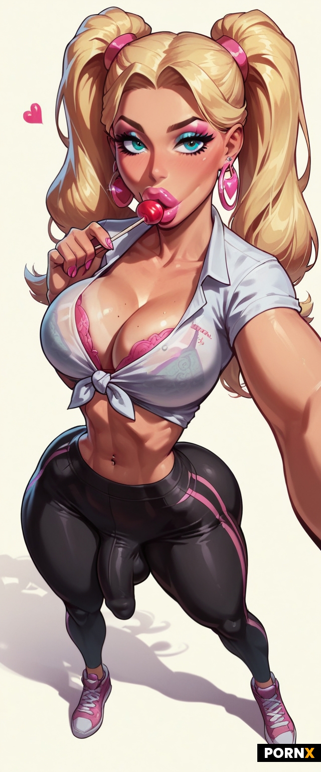 20-year-old cute excited peppy bimbo futanari named Bimbette