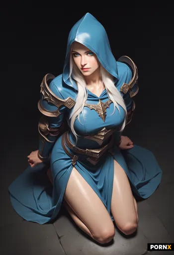 A woman long white hair