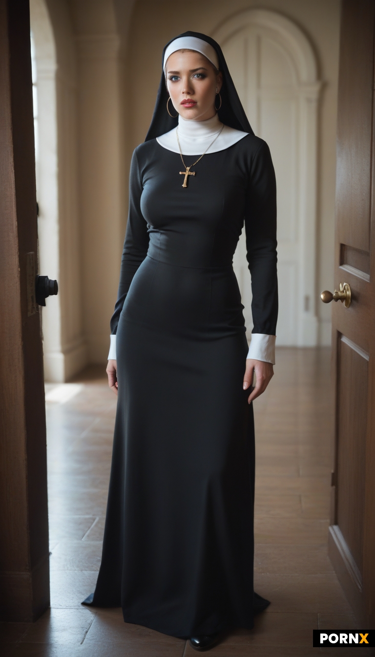 gorgeous woman with huge boobies posing in a doorway