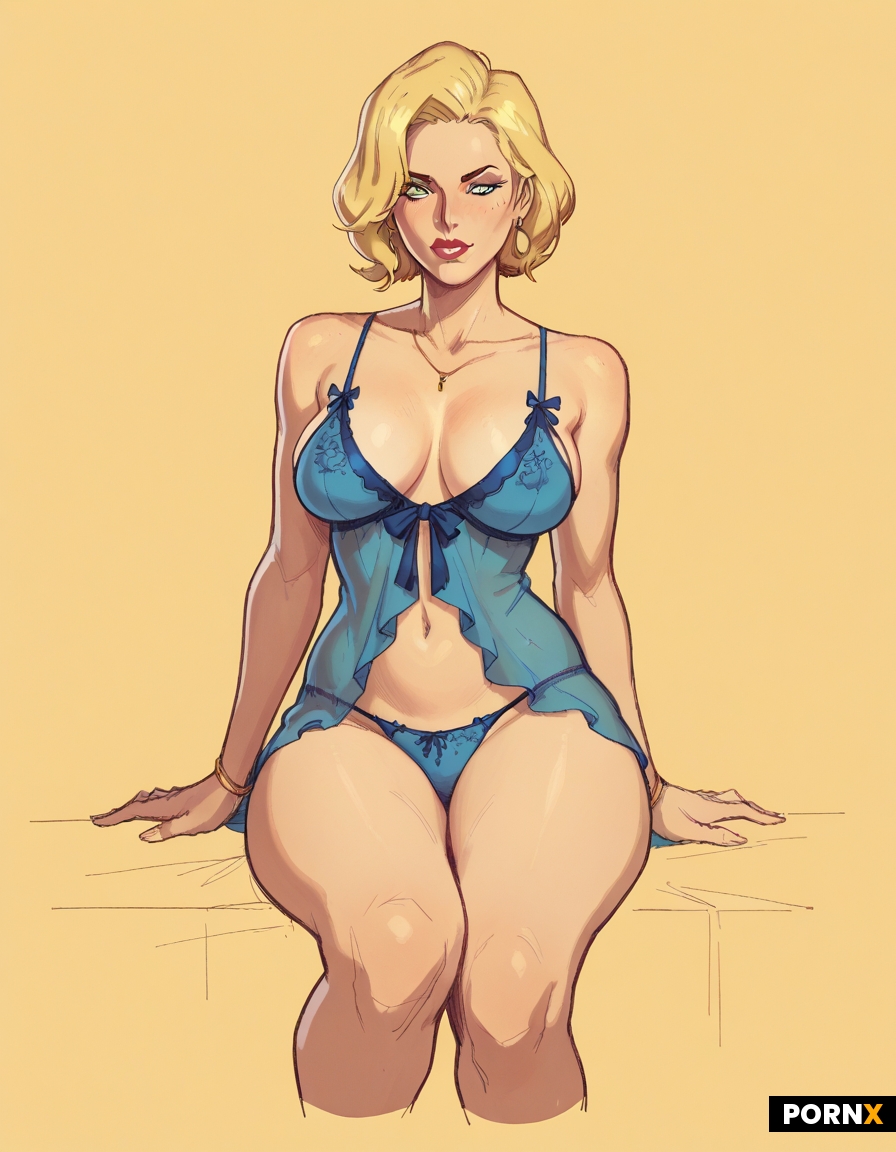 Vintage pinup illustration of beautiful woman with blonde hair