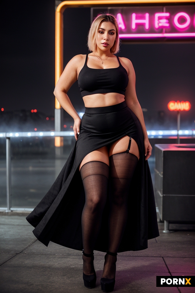 An older woman with massive hips and full-length view