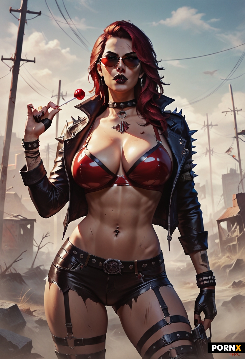 a curvy goth dominatrix with bangs