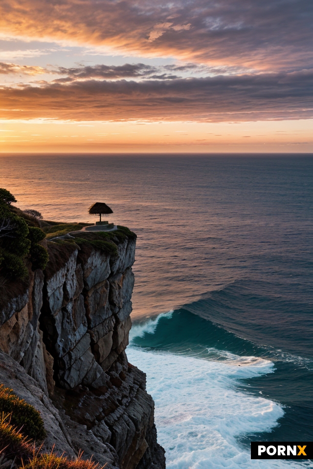 A solitary tree stands on a cliff edge