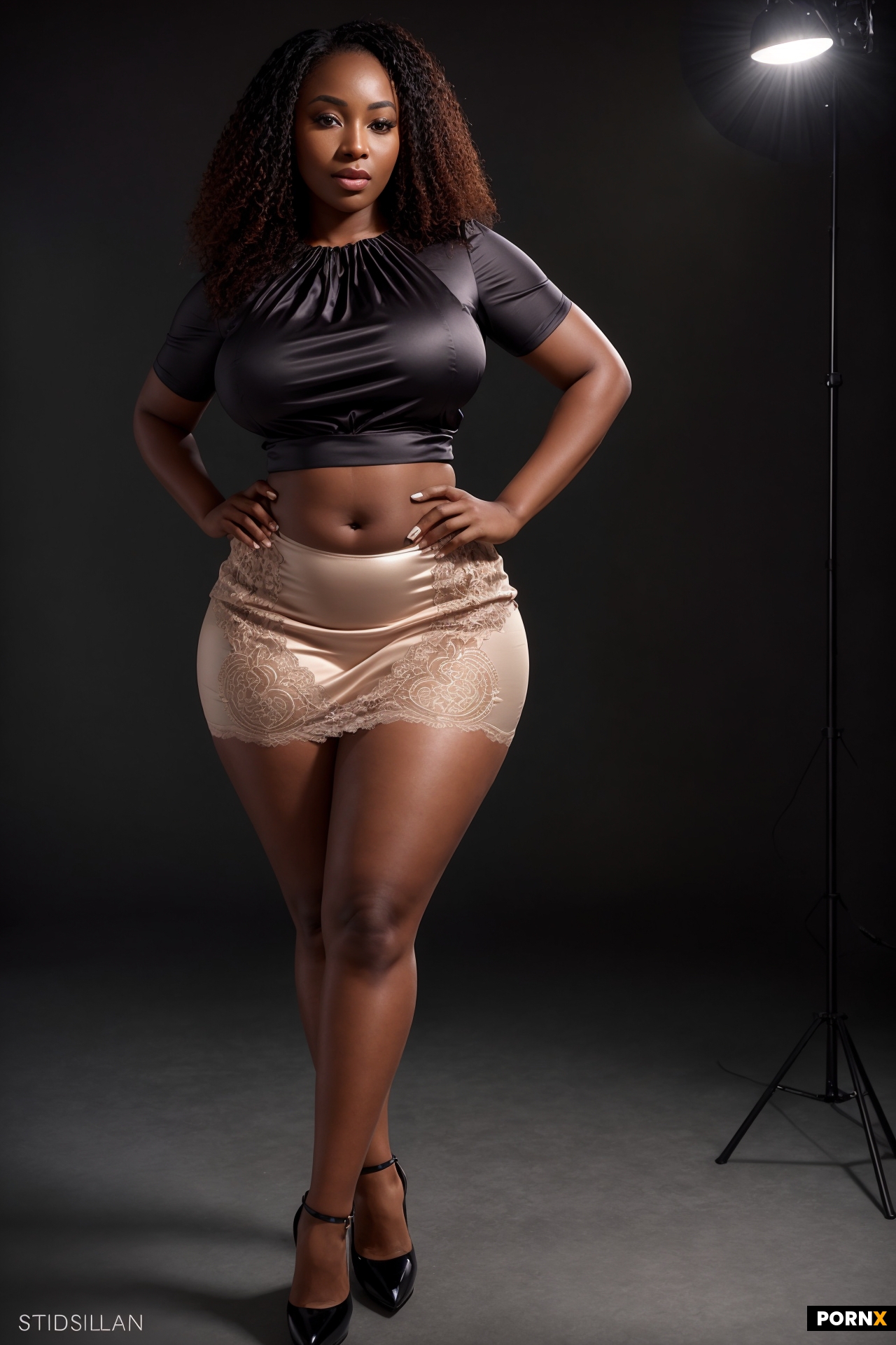a high-quality full body studio portrait photograph of a beautiful African woman
