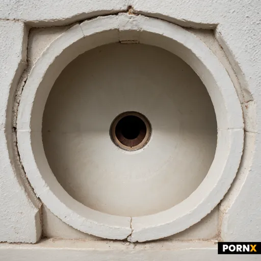 One eye visible peering through a hole in a white wall